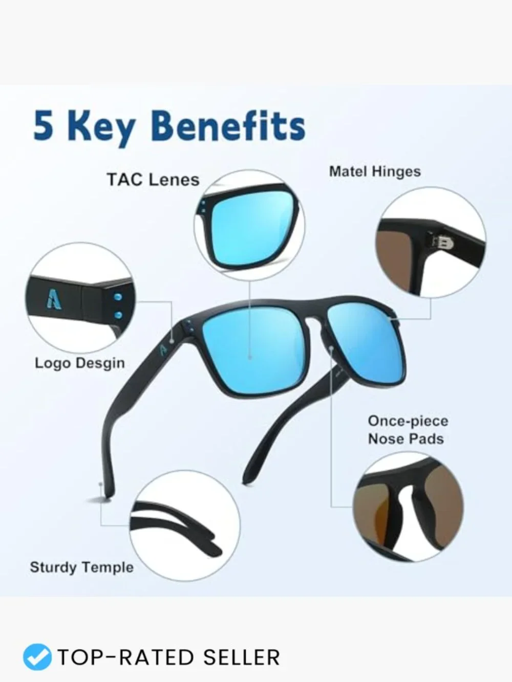 Oversized Square Polarized Sunglasses for Men UV Protection Trendy Wrap Around